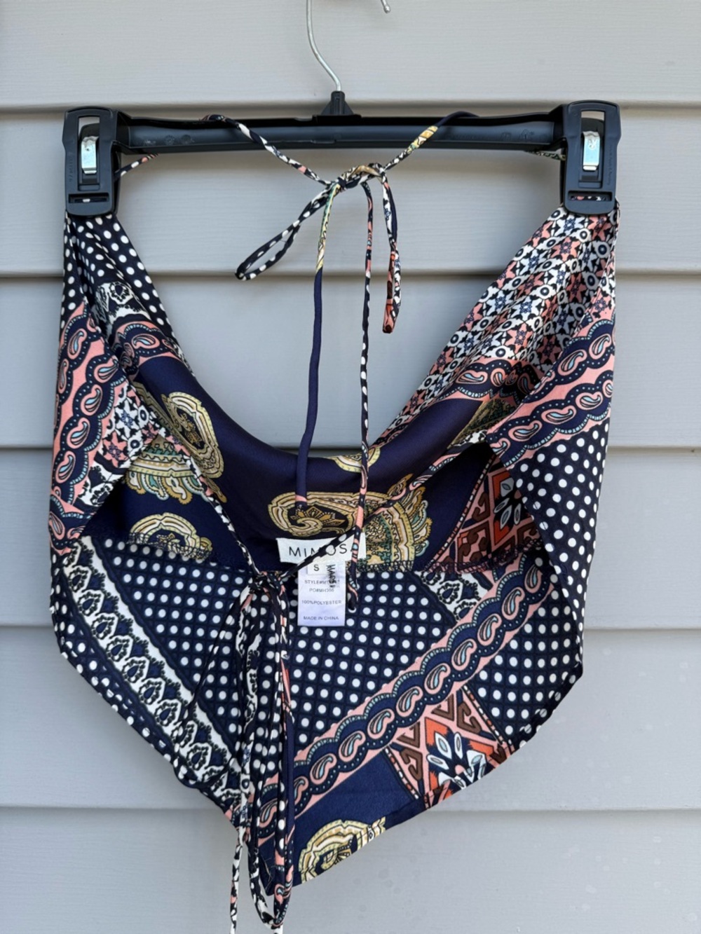 MIMOSA Navy Printed Scarf Halter Tank Top - Picture 3 of 6